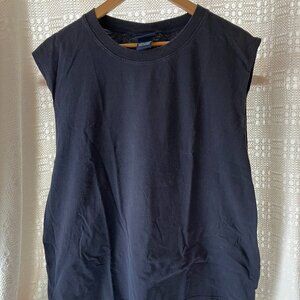 Vtg Basic Editions Navy Blue Muscle Tank Mens XL